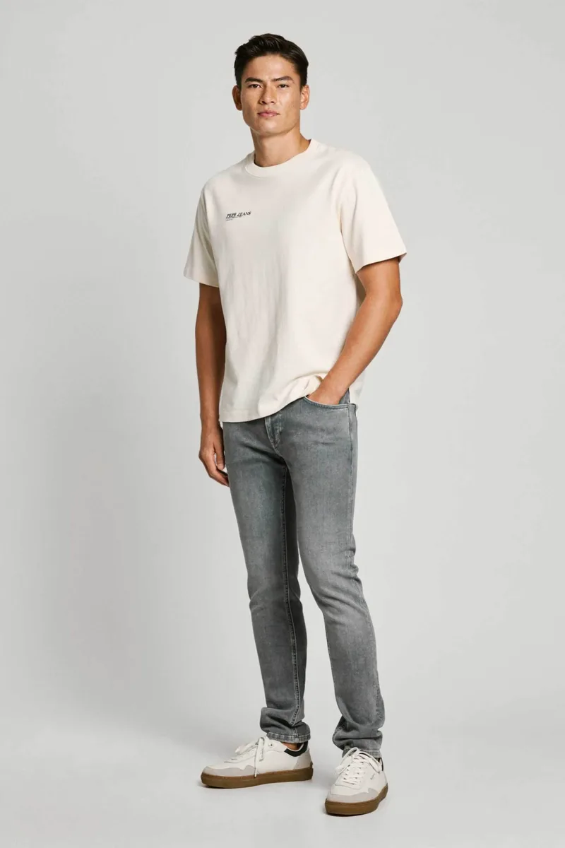 Pepe Jeans ανδρικό τζιν παντελόνι πεντάτσεπο Regular Tapered Fit "Stanley" (L32) - PM207390UM82 Γκρι
