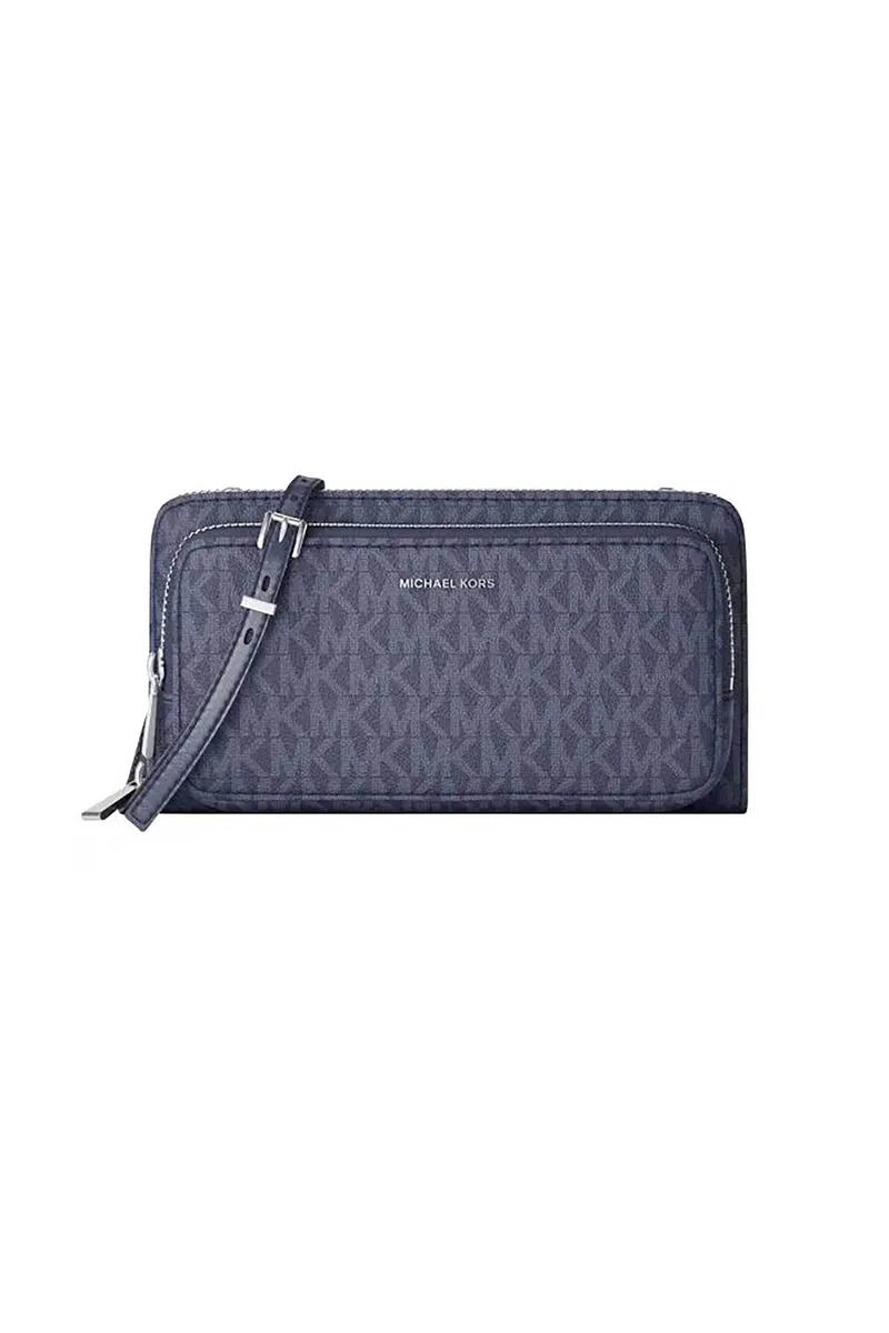 Michael Kors γυναικεία τσάντα crossbody με all-over monogram και μεταλλικό λογότυπο "Jet Set" - 32F5SJ6C7V Σκούρο Μπλε
