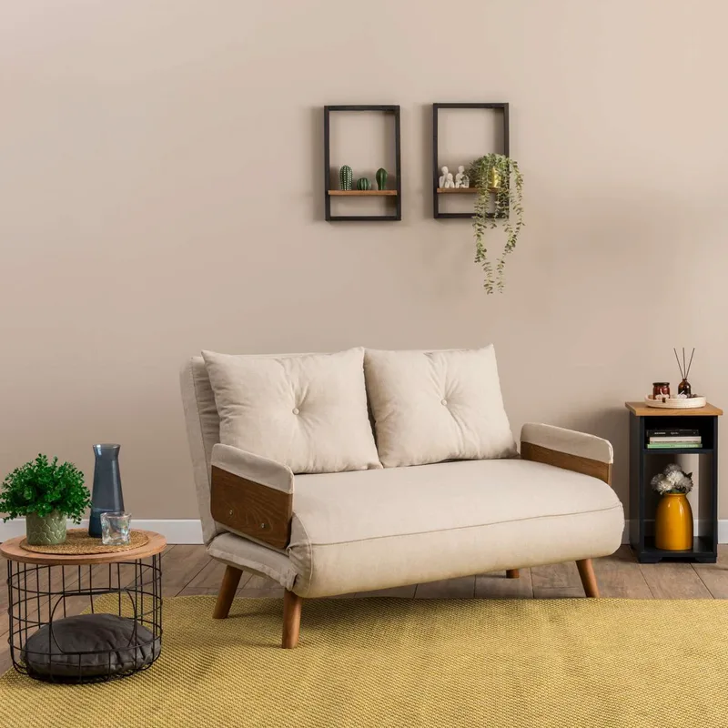 Διθέσιος Καναπές-Κρεβάτι Cosmo 2-Seater - Cream 859Ftn2722 (120x42x65)