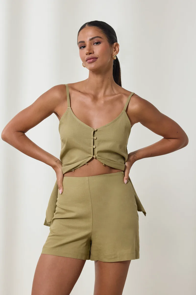 Enzzo Shorts Mishi - Olive Μπεζ