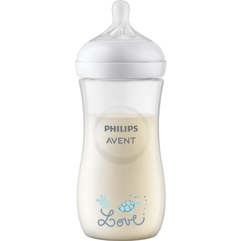 Philips Avent Natural Response Love Bottle 3m+ Μπιμπερό Πολυπροπυλενίου με Θηλή Σιλικόνης Ροής 4 Οπών για Υποστήριξη Φυσικού Ρυθμού Θηλασμού του Μωρού 330ml, Κωδ SCY906/11