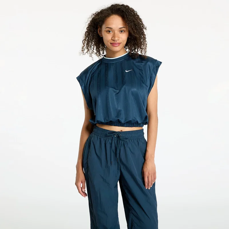 T-shirt Nike Sportswear Collection Women's Dri-FIT Jacquard Short-Sleeve Jersey Top Armory Navy/ Armory Navy/ White XL