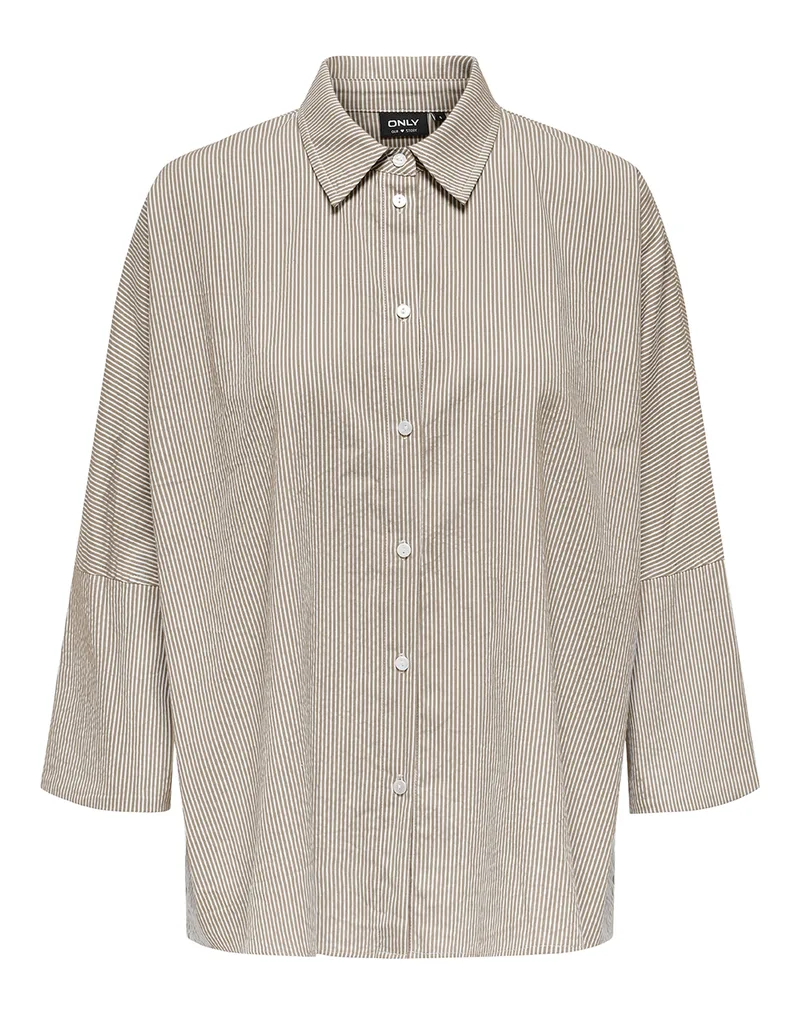 ONLY ONLAUGUSTA SHIRT WVN NOOS 15347661-Feather GrayCLOUDDANCER LightGray
