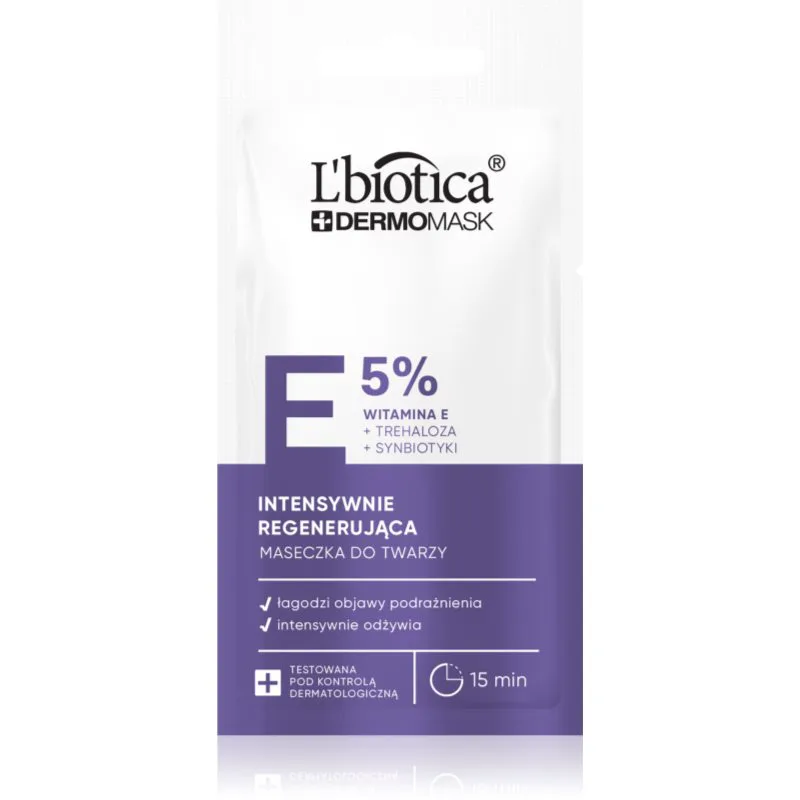 L’biotica DermoMask E 5% εντατικά αναγεννητική μάσκα για το πρόσωπο 8 ml