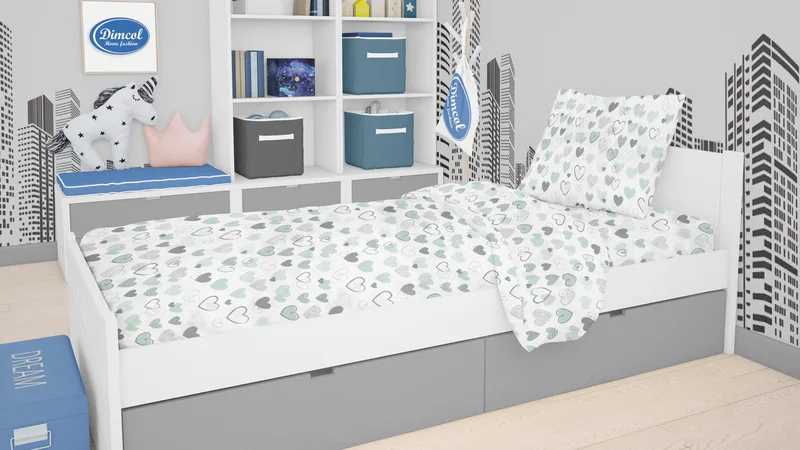 Μαξιλαροθήκη Dimcol Hearts 10 Green 50x70