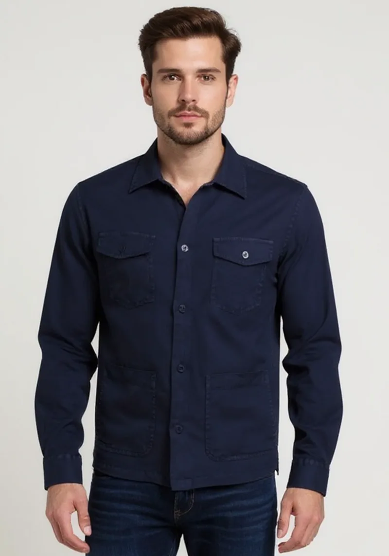 Fynch Hatton Overshirt της σειράς Supersoft Linen - 1122 9044 9044 Navy