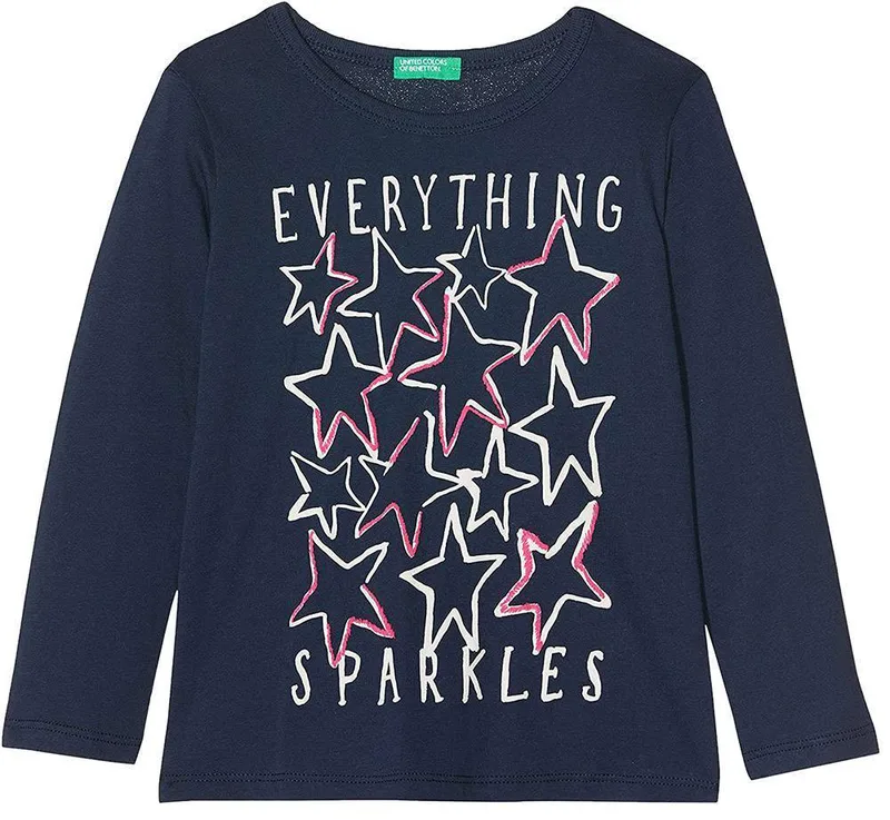 ΜΠΛΟΥΖΑ ΜΑΚΡΥΜΑΝΙΚΗ BENETTON 4 STREET GIRL ΣΚΟΥΡΟ ΜΠΛΕ (90 CM)-(2 ΕΤΩΝ)