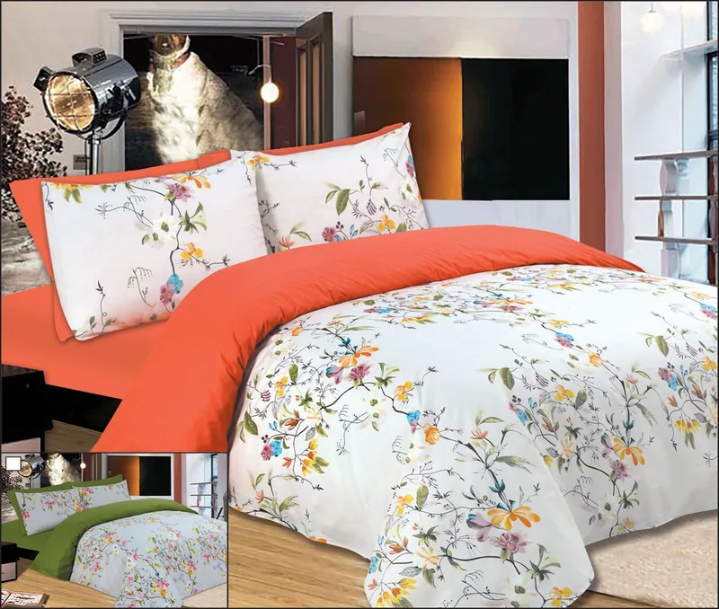 Σετ Σεντόνια Μονά με Λάστιχο 3 Τεμαχίων Le Blanc Premium Flowers Peach 100x200+33