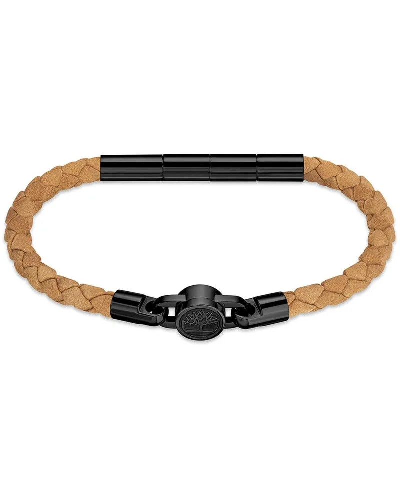 TIMBERLAND Βραχιόλι από ανοξείδωτο ατσάλι & δέρμα Brown TDAGB0002004