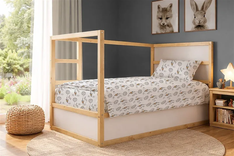 Σεντόνια Εμπριμέ Σετ 3 τεμ kids Floating Bunny 715 160x240 Grey