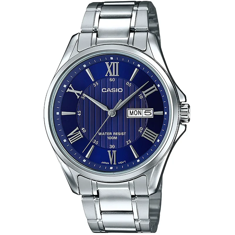 CASIO Collection Silver Stainless Steel Bracelet MTP-1384D-2AVEF