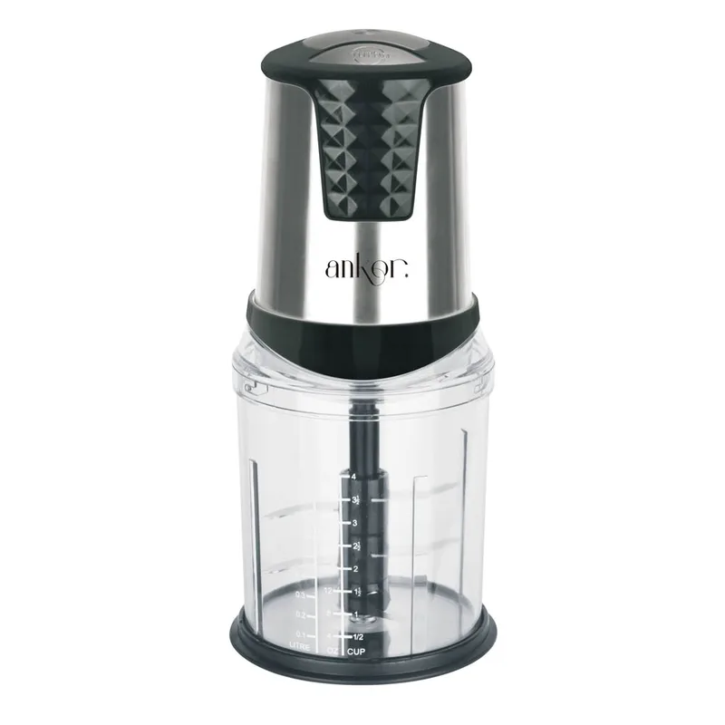 Πολυκόφτης Με Τριπλή Λεπίδα Δοχείο 1lt Μαύρο Inox 550W ANKOR