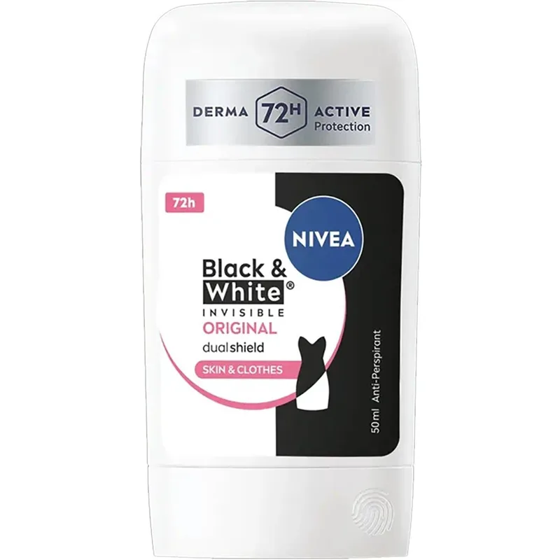 Nivea Black & White Invisible Deodorant Stick Original 72h Γυναικείο Αποσμητικό Στικ που Προστατεύει τα Ρούχα από Λευκά Σημάδια στα Μαύρα & Κίτρινους Λεκέδες στα Λευκά 50ml