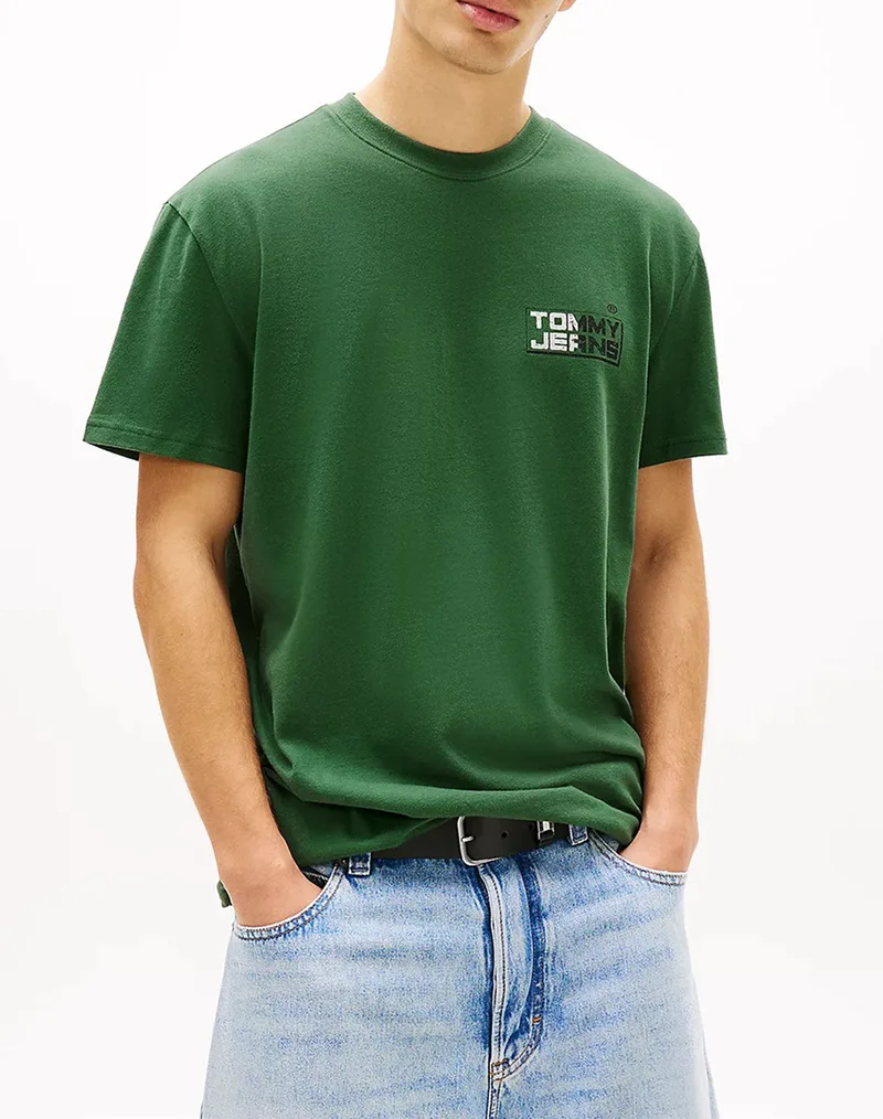 TOMMY JEANS TJM REG TJ GYM BLOCK SS TEE EXT DM0DM22536-MBL Green