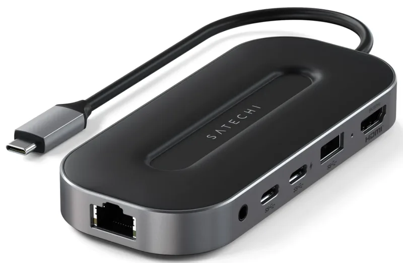 Satechi USB4 Multiport W2.5G Ethernet Αντάπτορας με 2 x Type-C / 1 x Ethernet / 1 x USB-A / 1 x HDMI 8K / 1 x 3.5mm Jack - Space Gray (ST-U4MGEM)