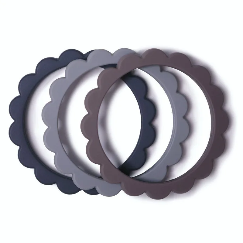 Σετ 3 Βραχιόλια Οδοντοφυΐας - Dove Gray/Steel/Stone - Mushie