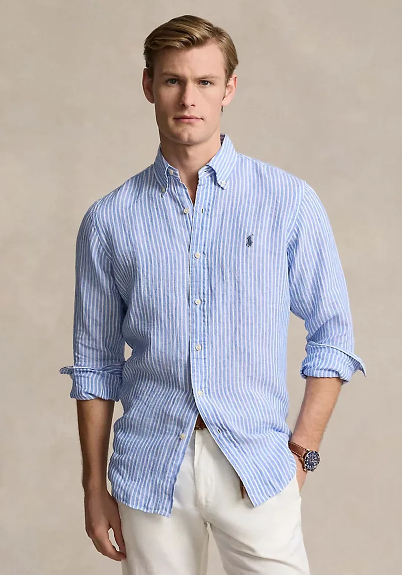 Polo Ralph Lauren Πουκάμισο της σειράς Linen - 710873446 001 Blue/White