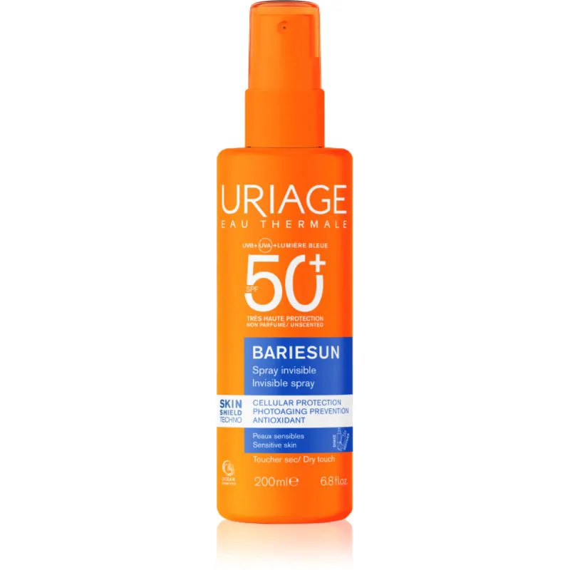 Uriage Bariésun Fragrance Free Invisible Spray SPF50+ προστατευτικό σπρέι για πρόσωπο και σώμα SPF 50+ 200 ml