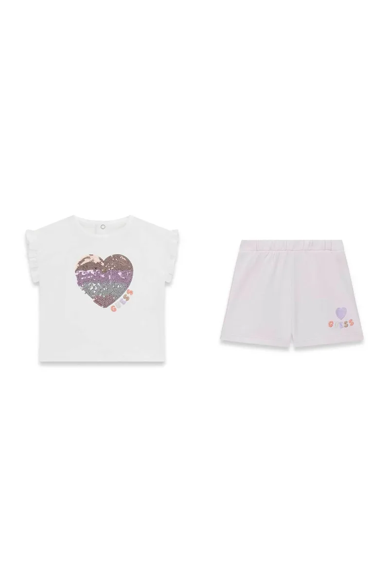 Guess βρεφικό σετ με T-shirt και σορτς (2 τεμάχια) - A6GG11K6YW4 Λευκό