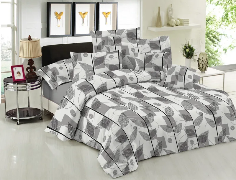 Σετ Σεντόνια Μονά με Λάστιχο 3 Τεμαχίων Le Blanc Leaves Grey 100x200+33