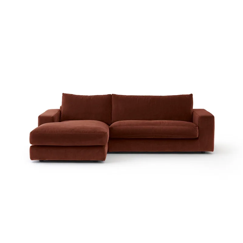 Γωνιακός καναπές από βελούδο Μ170xΠ250xΥ78cm