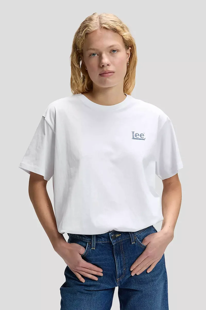 Lee® γυναικείο T-shirt με λογότυπο και lettering στο πίσω μέρος Relaxed Fit "Modern Maker" - 112377785 Λευκό