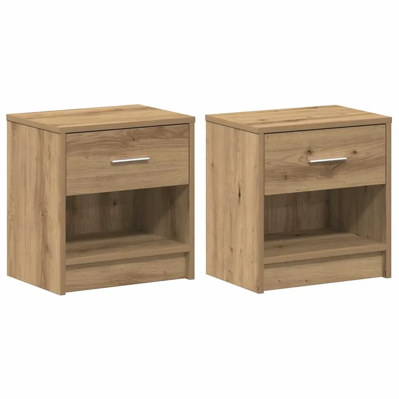 vidaXL Κομοδίνα 2 τεμ. με Συρτάρι Artisan Δρυς 39x28x41 εκ.