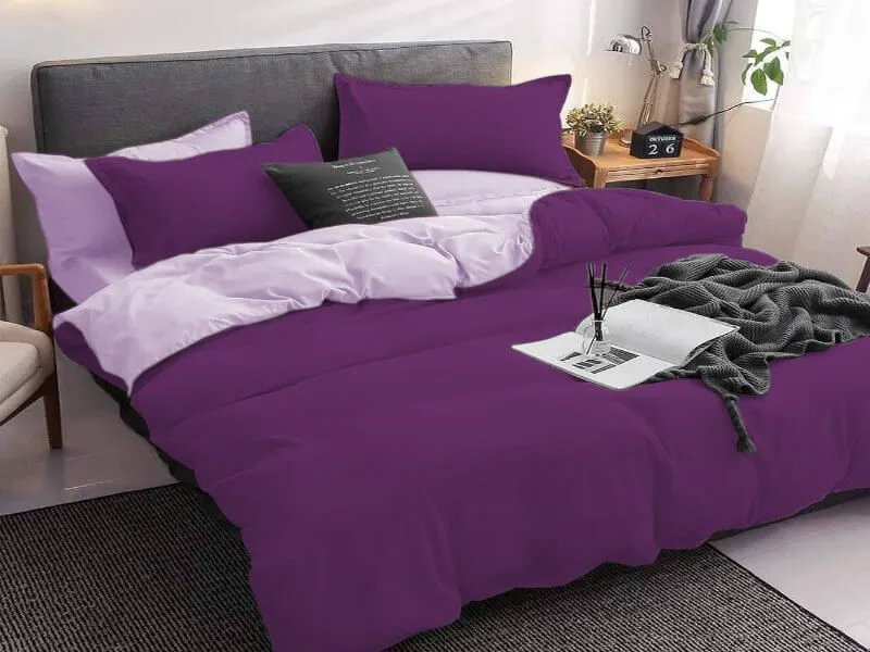 Σετ Σεντόνια Γίγας - King Size 100% Βαμβακοσατέν Δίχρωμα Γαρύφαλλο 240x270 - Λιλά