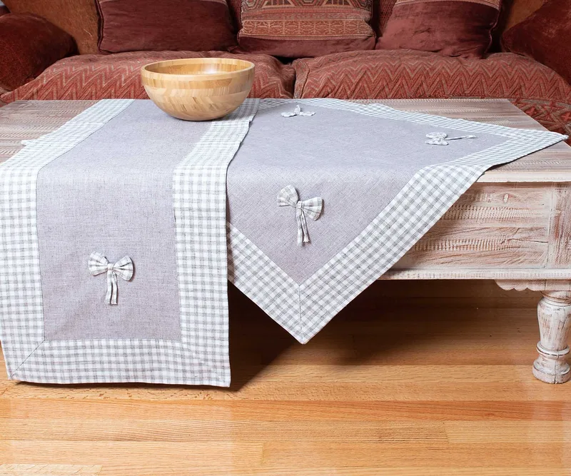 Τραπεζομάντηλο Silk Fashion Bow Γκρι 140x180