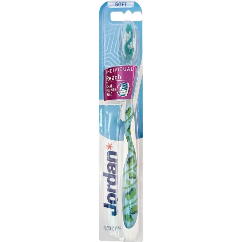 Jordan Individual Reach Small Precision Head Soft Toothbrush Μαλακή Οδοντόβουρτσα με Εργονομική Λαβή για Βαθύ Καθαρισμό 1 Τεμάχιο - Λαχανί