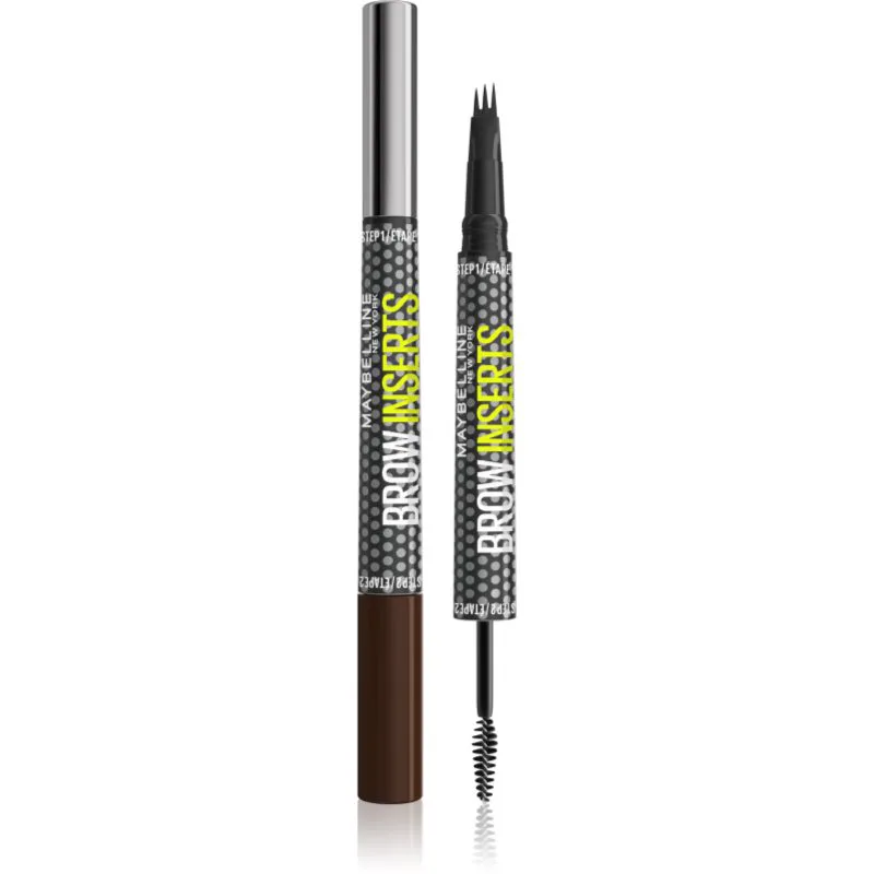 MAYBELLINE NEW YORK Brow Inserts μαρκαδόρος για τα φρύδια με βούρτσα 2 σε1 απόχρωση 5 Deep Brown 1.25 ml