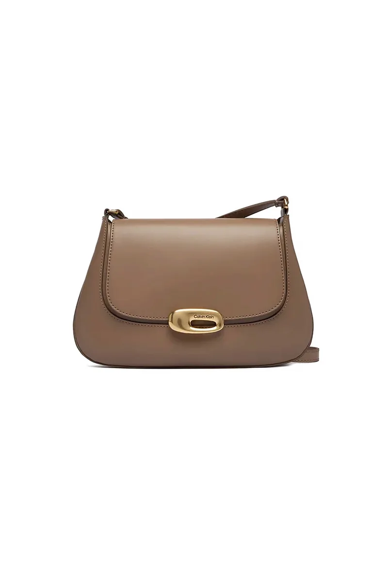 Calvin Klein Jeans γυναικεία τσάντα crossbody μονόχρωμη με μεταλλικό λογότυπο - LV04F3401G Μπεζ