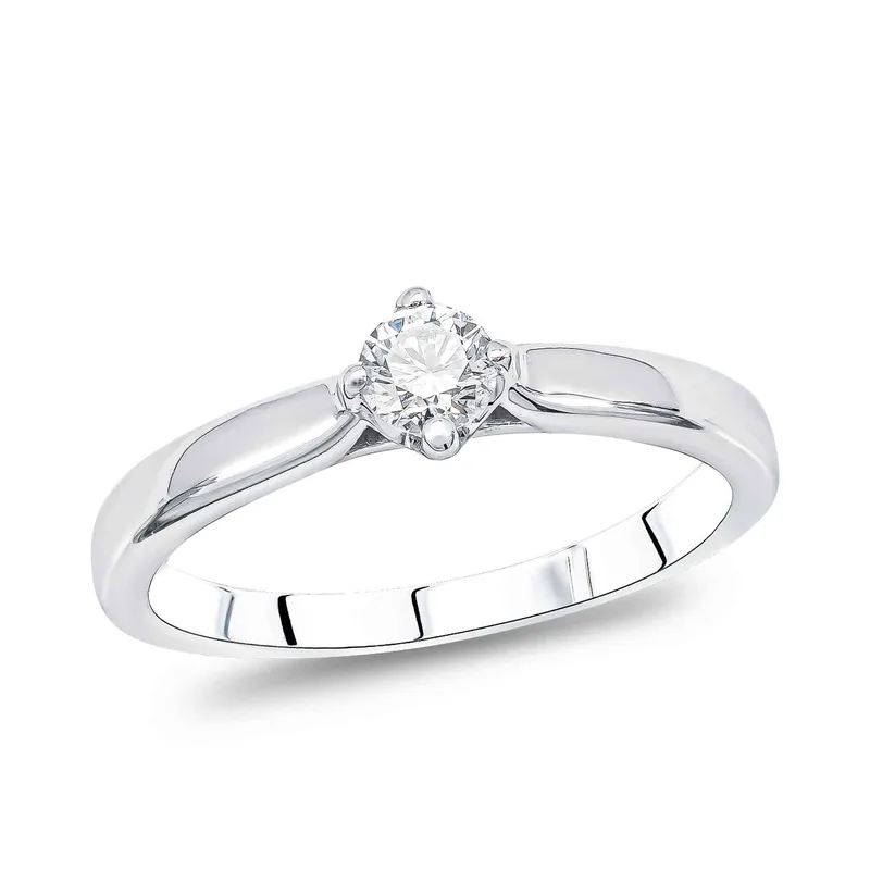 Diamond Group Μονόπετρο Δαχτυλίδι με Διαμάντι Brilliant από Λευκό Χρυσό 18 Καρατίων DDX485