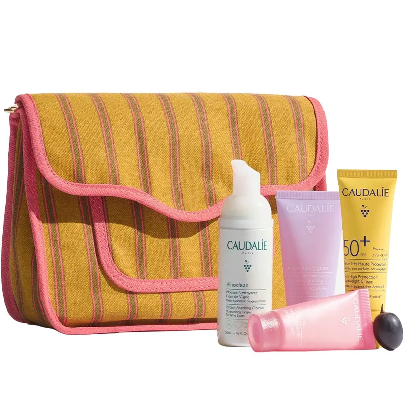 Caudalie Promo Vinoclean Instant Foaming Cleanser 50ml & Ange des Vignes Shower Gel 30ml & VinoHydra Moisturizer Gel 15ml & Vinosun Spf50+ Lightweight Cream 20ml & Δώρο Νεσεσέρ 1 Τεμάχιο