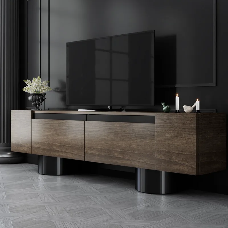 Έπιπλο Τηλεόρασης Bohem - Walnut, Black 618Bly1287 (180x16x30 cm)