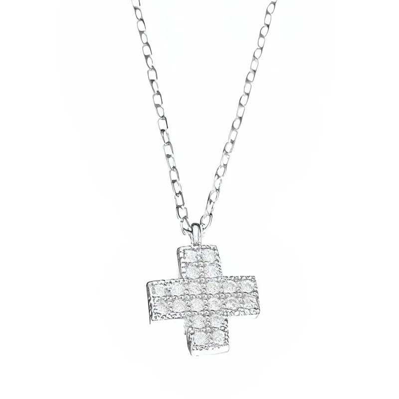 Κολιέ Σταυρός με zircon Ασημένιος 925 42-45cm Gatsa 3670