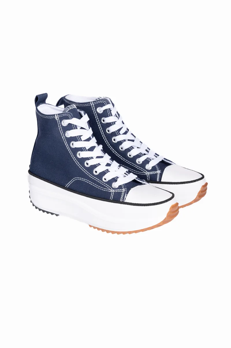 Γυναικεία sneakers μποτάκια πάνινα - Μπλε