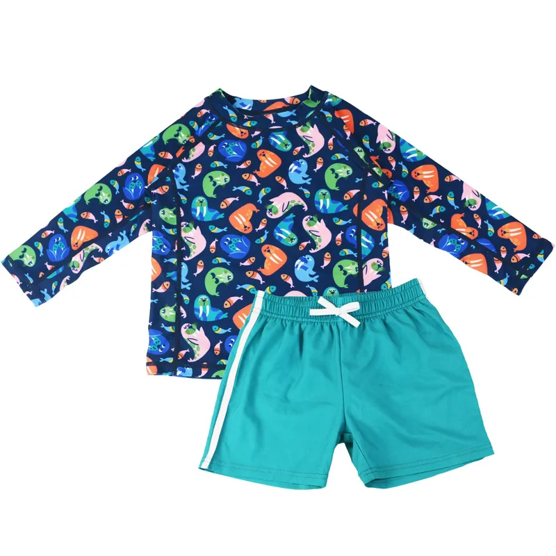 Σετ Μαγιό Σορτς Με Μπλούζα UV 12-24μηνών Wally the Walrus Zoocchini ZOO16407 (Μέγεθος: 12-24 Μηνών) - Zoocchini - ZOO16407-12-24M