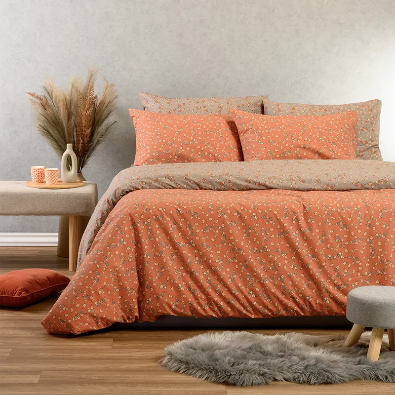 Σεντόνια King Size (Σετ) Melinen Casual Line Cesare Apricot Με Λάστιχο 180x200+32 Με Λάστιχο 180x200+32