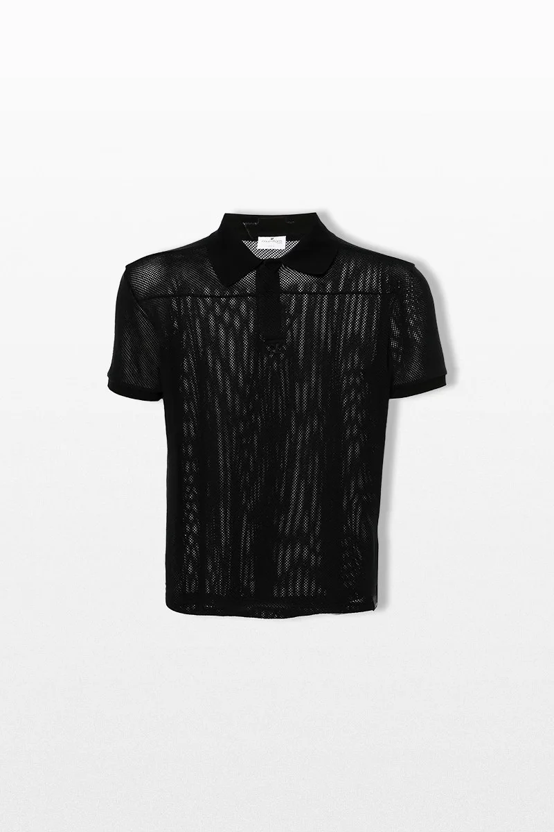 COURRÈGES Ανδρικό Μαύρο Mesh polo with logo