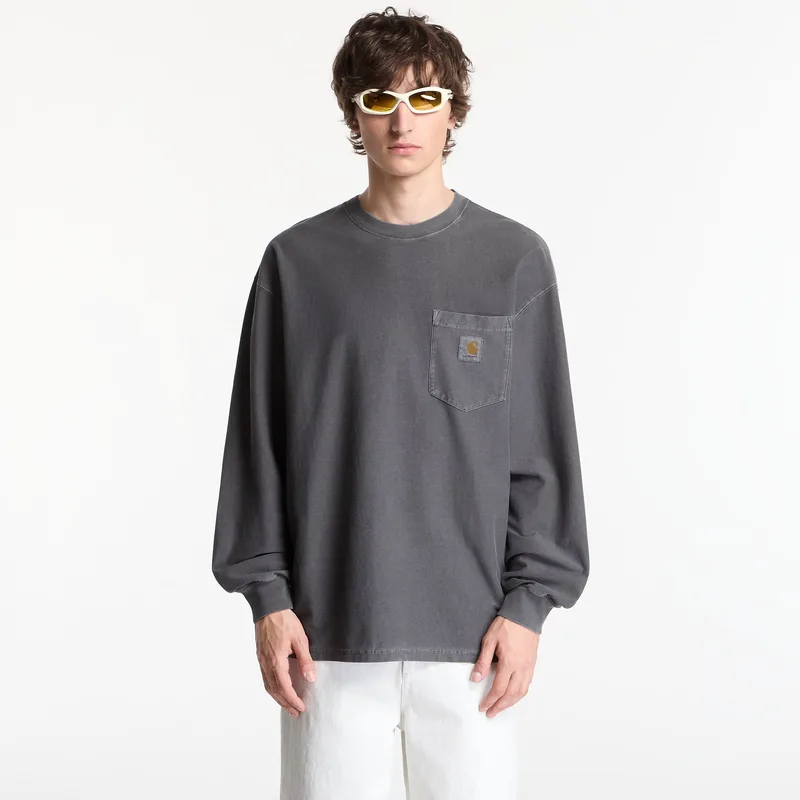 T-shirt Carhartt WIP L/S Loose Pocket T-Shirt UNISEX Black Garment Dyed XS