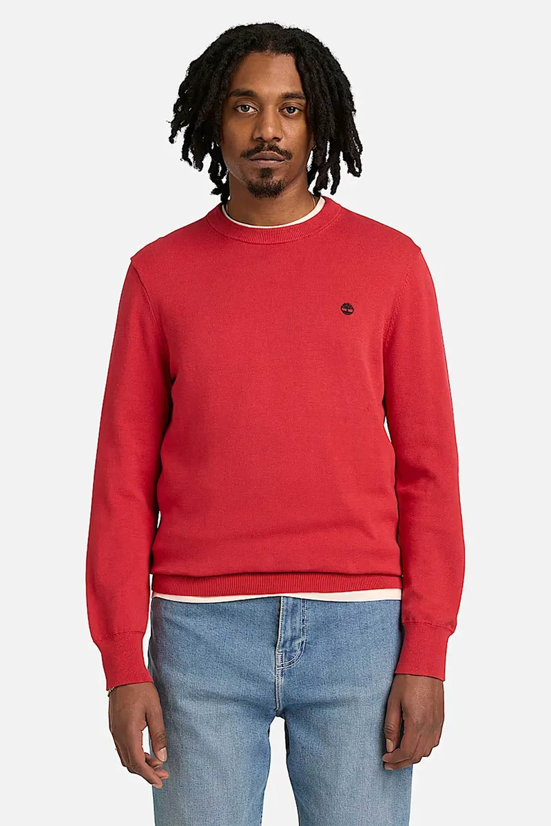 Timberland ανδρικό πουλόβερ με κεντημένο tree logo Regular Fit "Williams River" - TB0A2BMMN961 Κόκκινο Καρπουζί