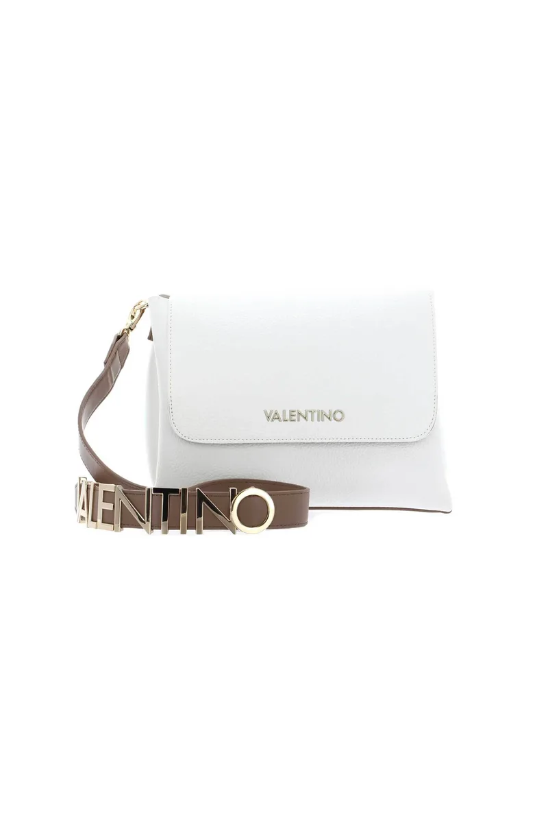 Valentino γυναικεία τσάντα ώμου/crossbody με μεταλλικό λογότυπο "Alexia" - 73LVBS5A803/ALE Λευκό
