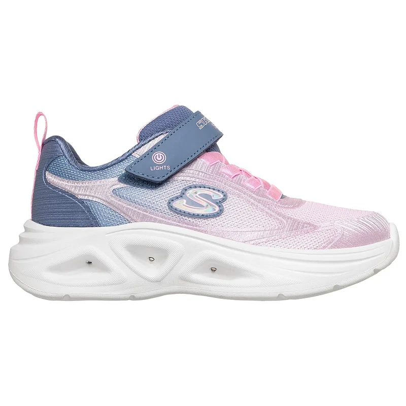 Skechers Kids Lighted Bungee & Strap Sneaker W / Ombre Upper (303729L-GYPK)