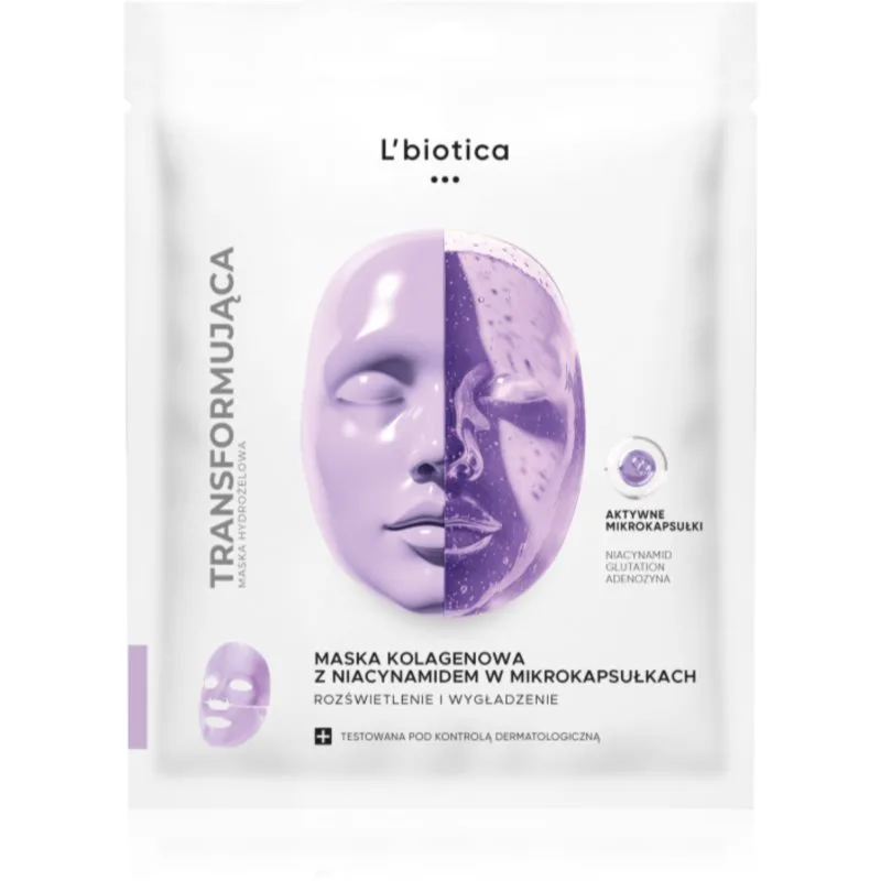 L’biotica Transforming Collagen Mask with Niacinamide in Microcapsules μάσκα κολλαγόνου για λαμπρή επιδερμίδα 1 τμχ