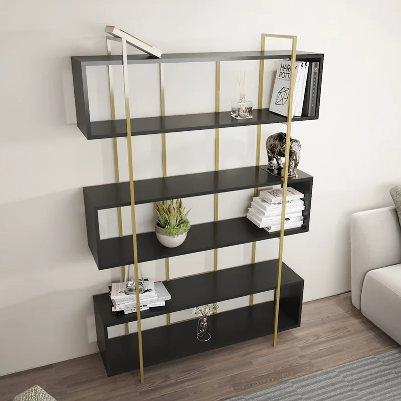 Βιβλιοθήκη Bruti - Anthracite, Χρυσό 875Zna4509 120x180x29,6 cm