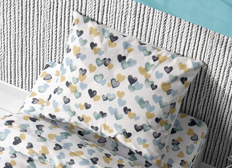 Μαξιλαροθήκη Dimcol Hearts 11 Grey-Green 50x70
