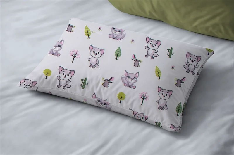 Βρεφική Μαξιλαροθήκη Dimcol Baby Foxes 594 35x45 White-Pastel Lilac