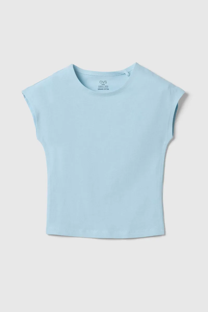OVS παιδικό T-shirt μονόχρωμο Slim Fit - 002615339 Γαλάζιο