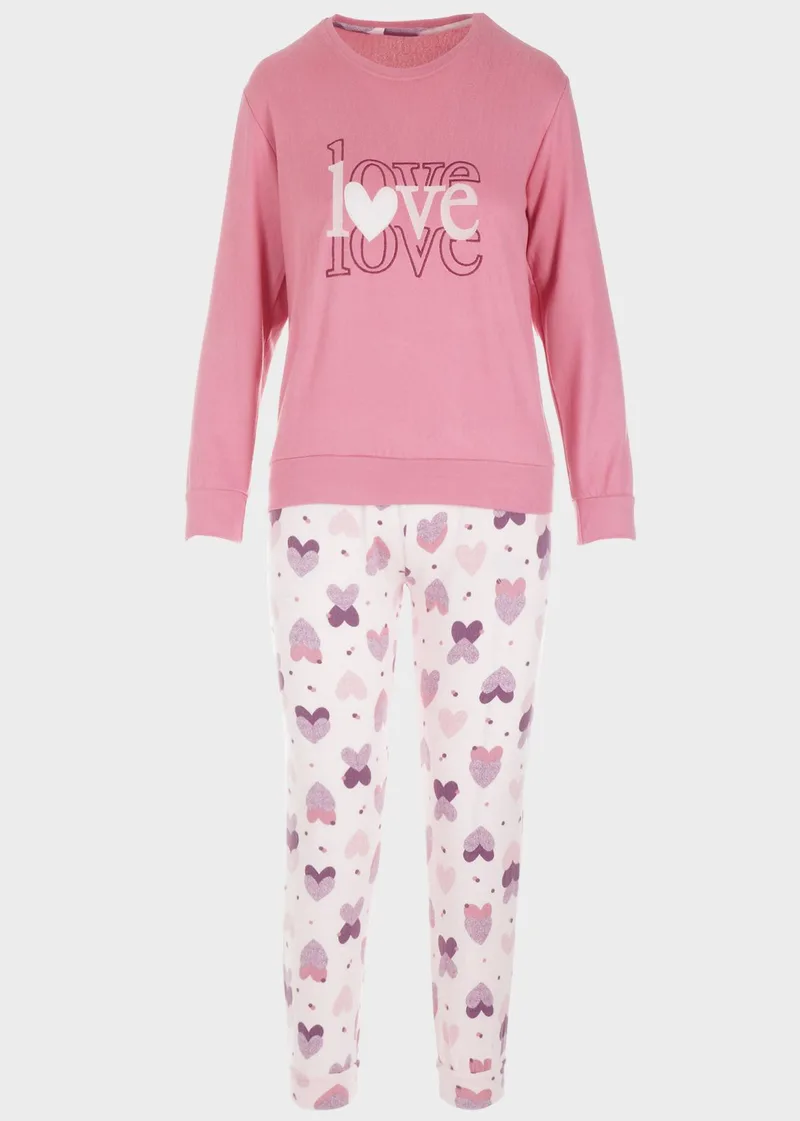 Γυναικεία πιτζάμα Thermal Love. Homewear Collection. ΡΟΖ